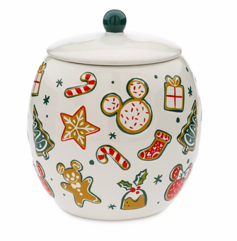 Disney Vintage Mickey and Minnie Christmas Cookie Jar with Lid New