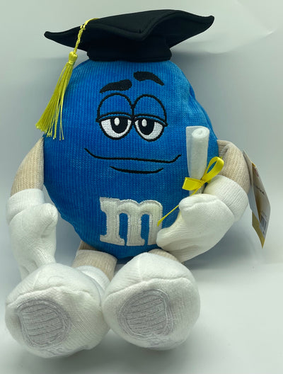 M&M's World Blue Graduation Character Big Face Plush New with Tags