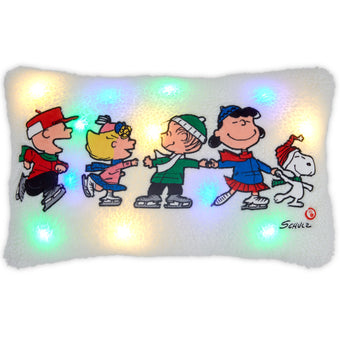 Hallmark Peanuts Gang Ice Skating Light-Up Throw Pillow Charlie Brown Snoopy New