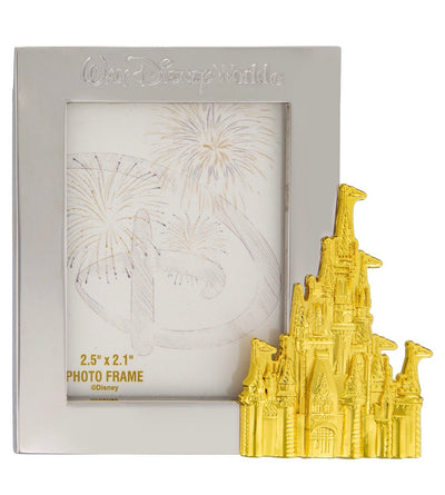Disney Parks Walt Disney World Gold Castle Photo Frame 2x3 Magnet New
