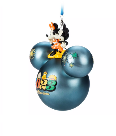 Disney Walt Disney World 2023 Mickey and Minnie Icon Glass Ball Ornament New Tag