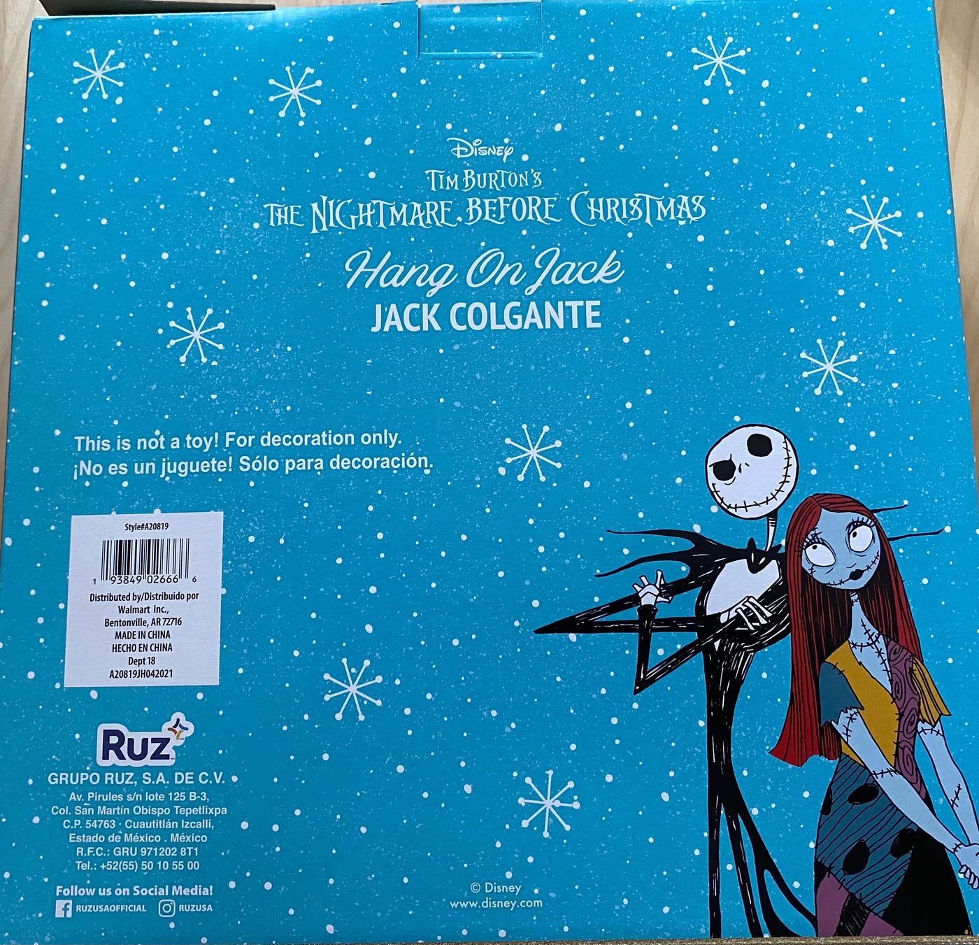 Disney 5ft Tall Santa Hang on Jack Indoor Outdoor Christmas Decor New with Box