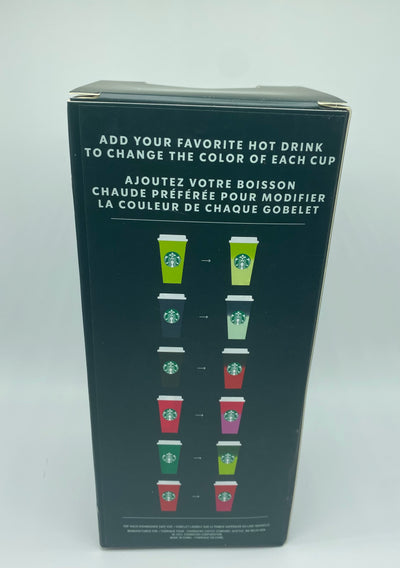 Starbucks Christmas Holiday 2021 Color Change Reusable Cups Set of 6 New w Box