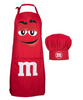 M&M's World Red Chracter Apron and chef Hat Set Adult Size New with Tag
