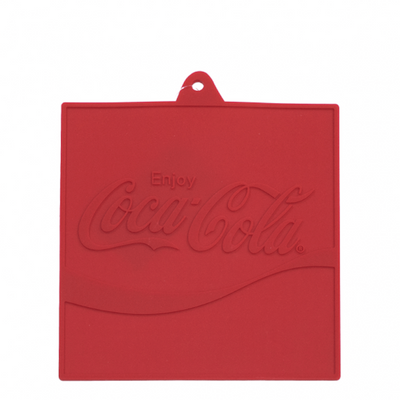 Authentic Coca Cola Coke Silicone Embossed Red Square Trivet New with Tags