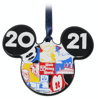 Disney Parks WDW 2021 Mickey Disc Ceramic Christmas Ornament New with Tag
