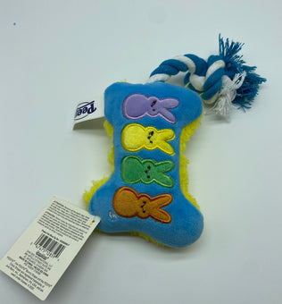 Peeps Easter Peep Bunnies Pet Toy Squeaker Bone Rope Plush New with Tag