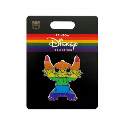 Disney Parks Rainbow Collection Stitch Pin New with Card