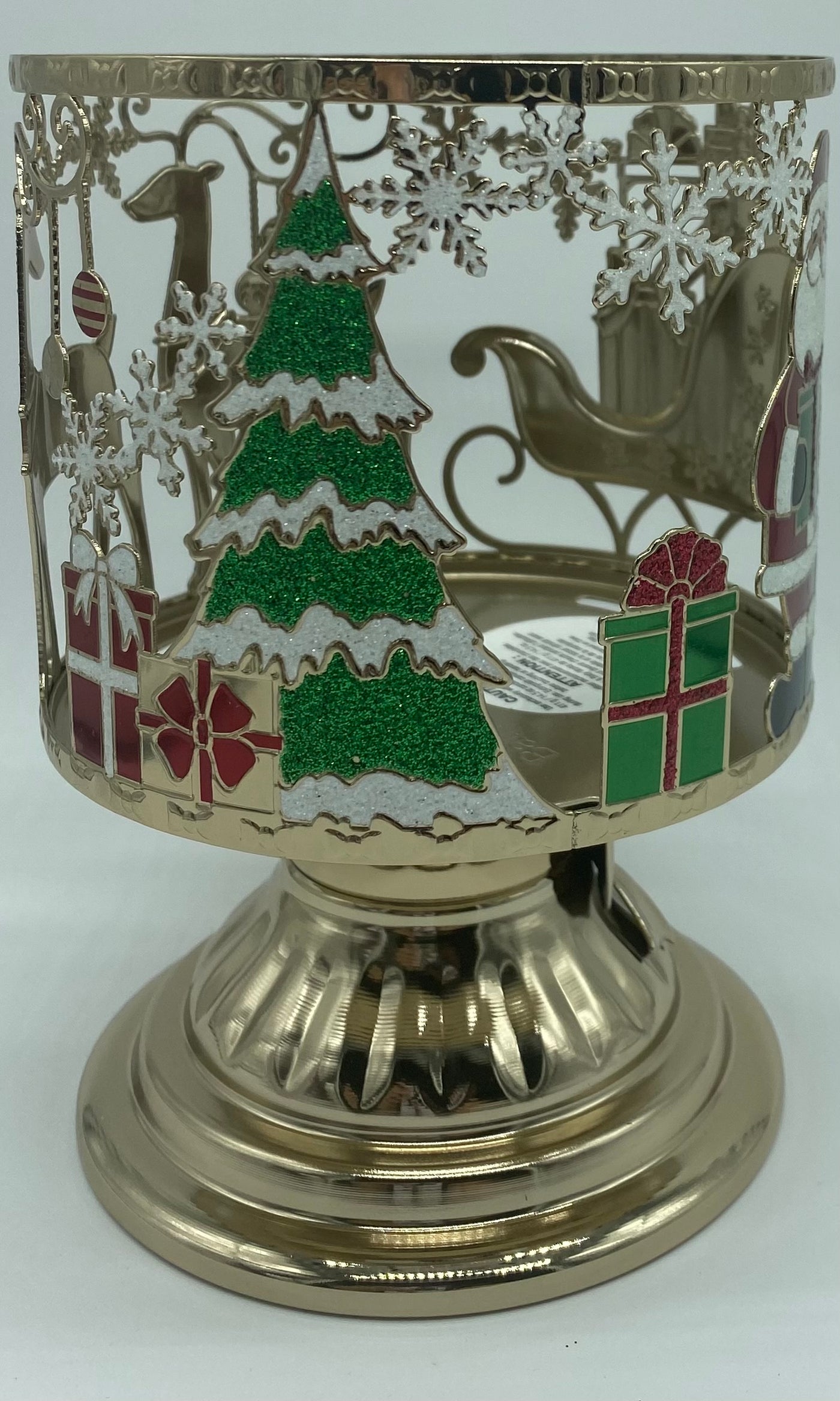 Bath and Body Works 2022 Christmas Santa Sleigh 3 Wick Pedestal Candle Holder N