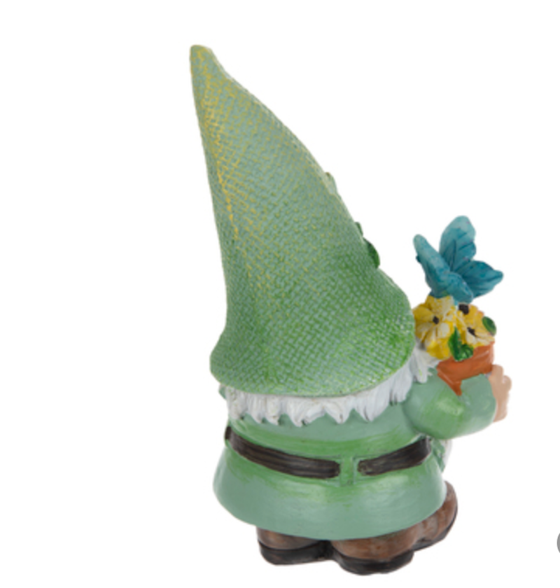 Hobby Lobby Spring Easter Green Gnome with Butterfly and Flowers Figurine New