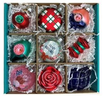 The Pioneer Woman Brand Floral Theme 9 Glass Christmas Ornament New With Box