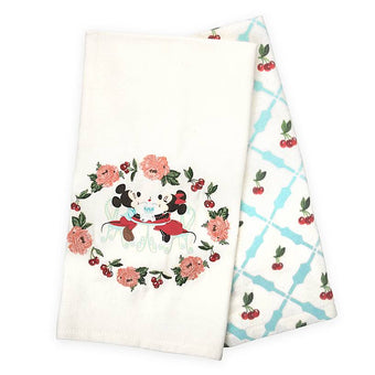 Disney Parks Back in the Day Mickey and Minnie Retro Kitchen Towel Set New w Tag