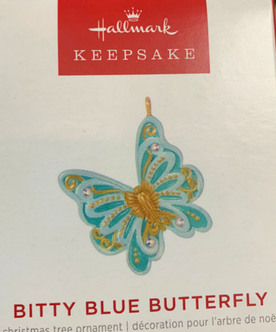 Hallmark 2022 Mini Bitty Blue Butterfly Christmas Ornament New With Box