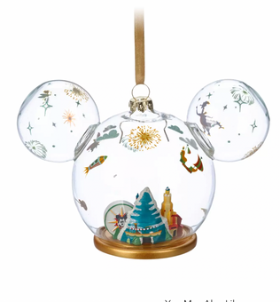 Disney Disneyland 2022 Mickey Minnie Figment Icon Glass Christmas Ornament New
