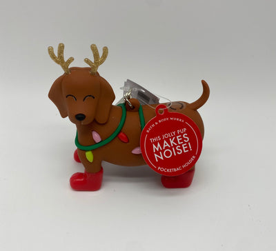 Bath and Body Works Christmas Jolly Pup Dachshund Dog Pocket * Bac Holder New