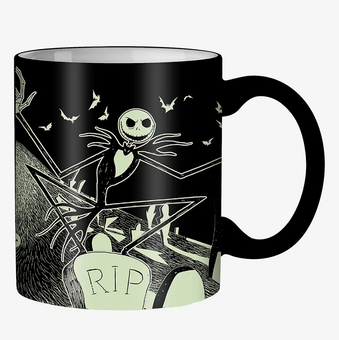 Disney The Nightmare Before Christmas Jack Tombstone Glow In The Dark Mug New
