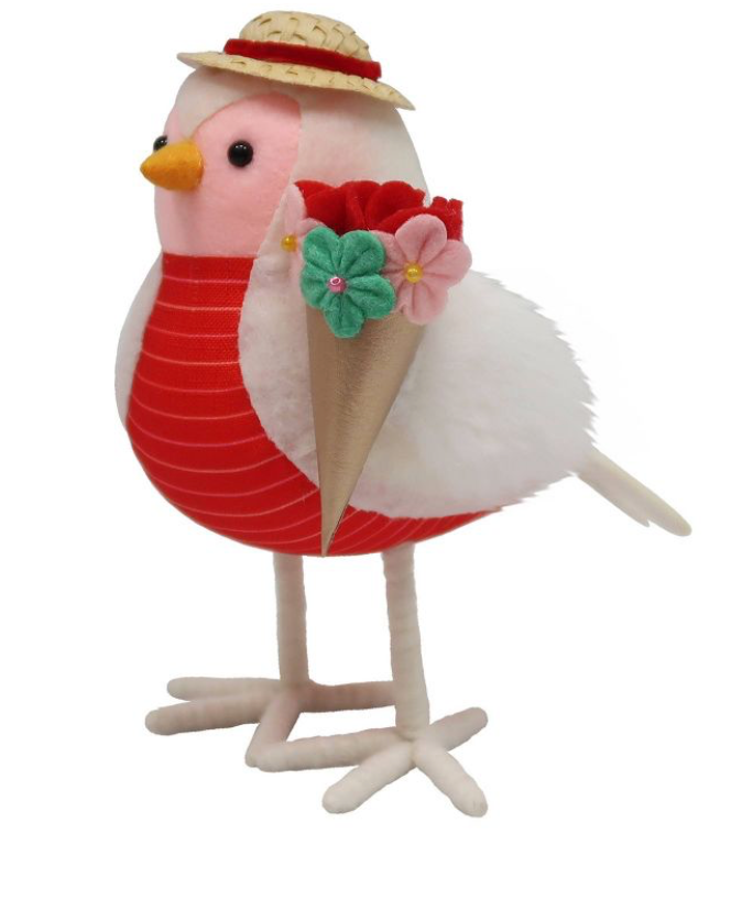 Target Fabric Valentine's Day Bird Figurine Holding Flowers Spritz New With Tag