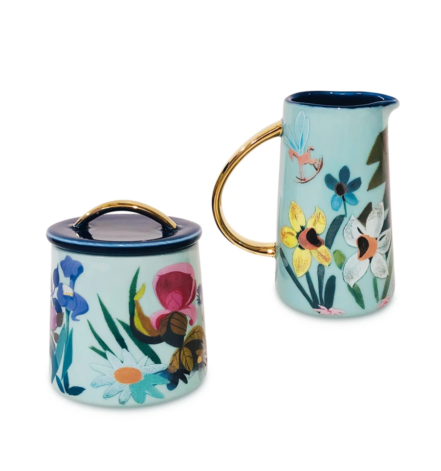 Disney Alice in Wonderland 70th by Mary Blair Creamer and Sugar Bowl Set New