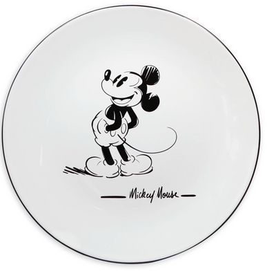 Disney Black and White Mickey Ceramic Dinner Plate New