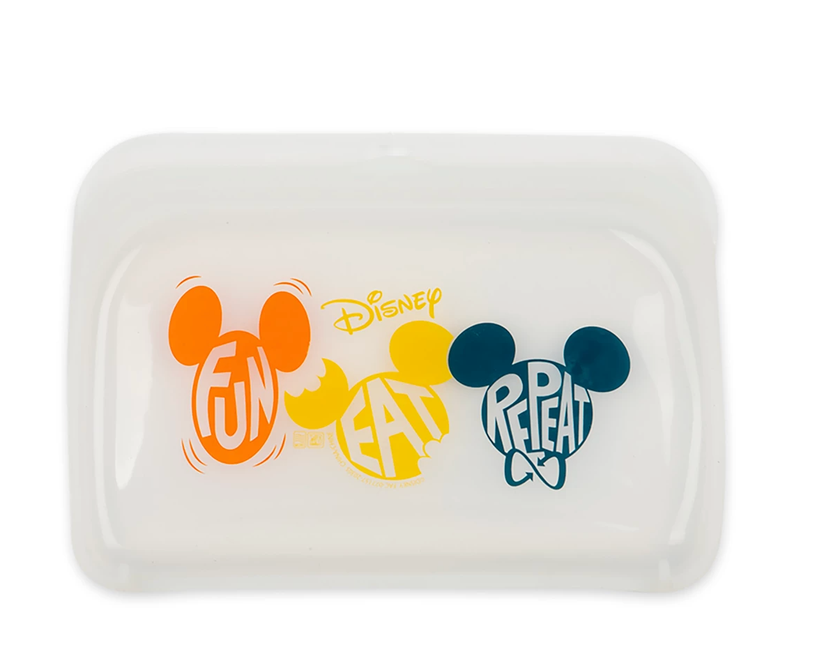 Disney Parks Mickey Fun Eat Repeat Reusable Silicone Snack Bag New with Tag