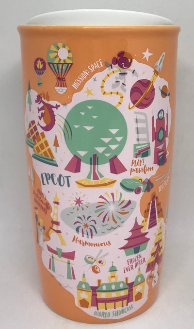 Disney Parks Starbucks Epcot Attractions Map Coffee Tumbler Mug New