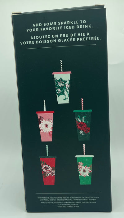 Starbucks Christmas Holiday 2022 Reusable Cold Cups Set 5 with Straw New Box