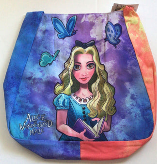 Disney Parks Shanghai Alice & White Rabbit Watercolor Tiedye Hobo Tote New w Tag