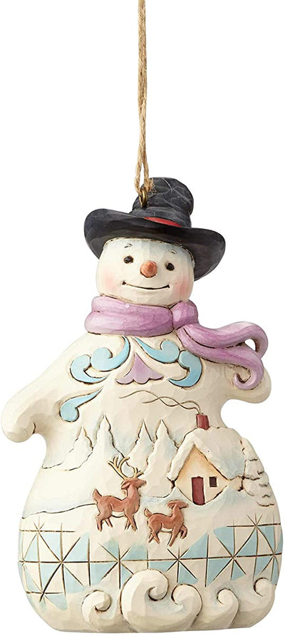 Jim Shore Snowman with Snow Scene Christmas Ornament New with Box