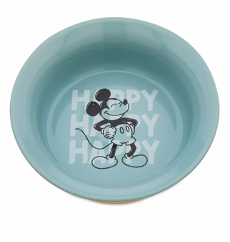 Disney Tails Mickey Stoneware Pet Bowl Happy Happy Happy New