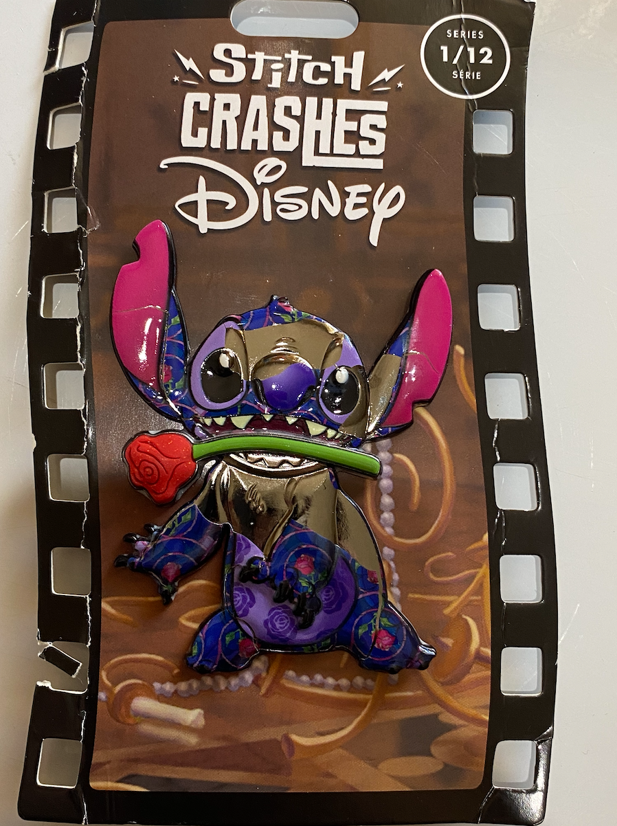 Disney Stitch Crashes Beauty and the Beast Pin Limited New with Card