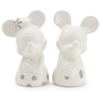 Hallmark Valentine Disney Mickey Minnie White Silver Salt and Pepper Shakers New