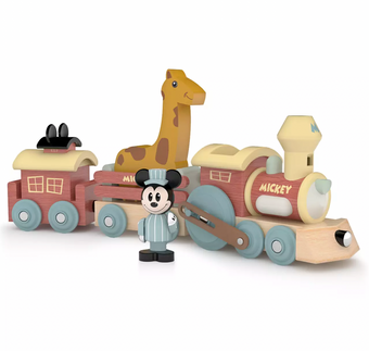 Disney Mickey Conductor Wooden Train Set New with Box