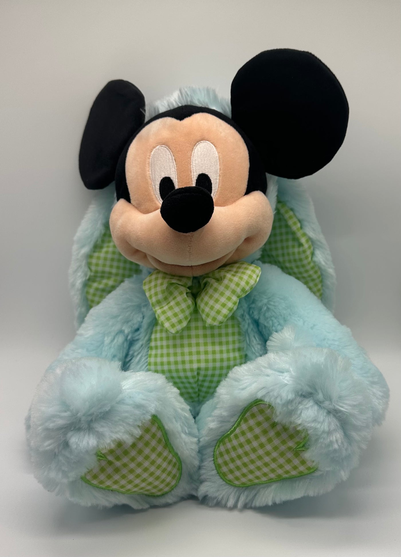Disney Store Blue and Green Mickey Easter Bunny Plush New with Tag