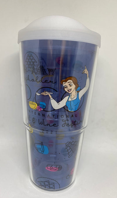 Disney Epcot Food and Wine 2021 Passholder Belle Tervis Tumbler with Lid New