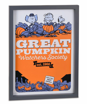 Hallmark Peanuts Snoopy Great Pumpkin Watchers Society Framed Sign New