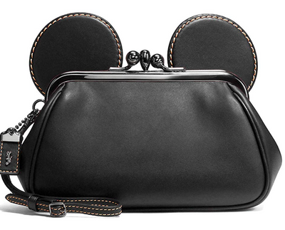 Disney X Coach Mickey Kiss Lock Leather Black Wristlet New with Tag