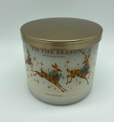 Bath and Body Works 'Tis The Season 3 Wick Scented Christmas Candle New with Lid