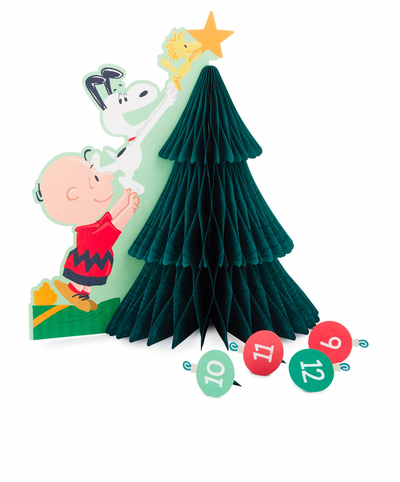 Hallmark Peanuts Countdown to Christmas Honeycomb 3D Pop-Up Tree Decoration New