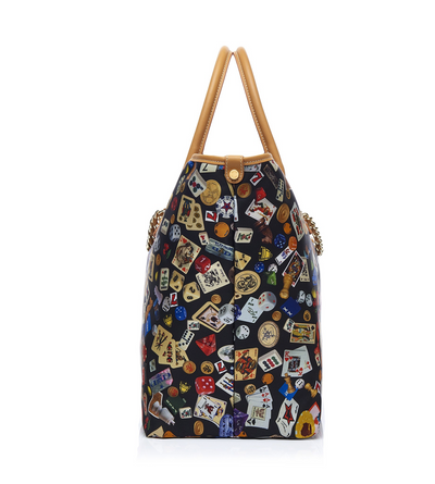 Macao Life is a Game Black Tote Bag Made in Italy by Divo Diva New