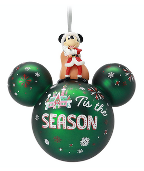 Disney Parks Mickey Icon Ball Christmas Ornament with Figurine New with Tag