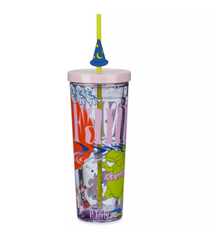 Disney Walt Disney's Fantasia Floating Glitter Tumbler With Straw New