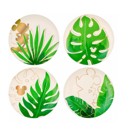Disney Parks Mickey SilhouetteTropical Set of 4 Plates New with Tag
