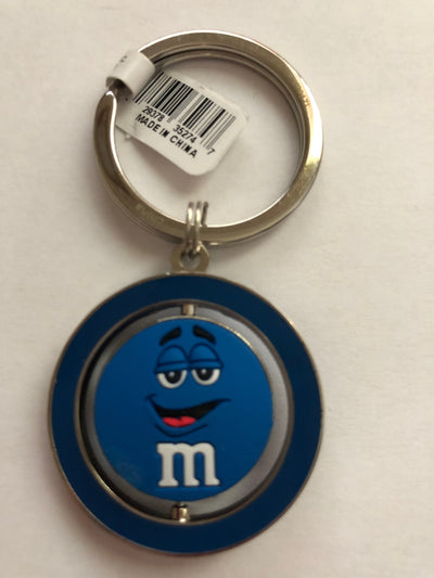 M&M's World Blue Character Big Face PVC Spinning Keychain New with Tag
