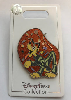 Disney Parks Halloween Pluto Skeleton Pin New with Card