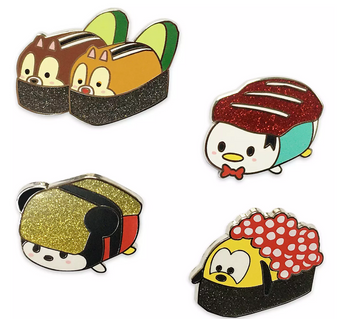 Disney Mickey and Friends Sushi Flair Pin Set New with Card