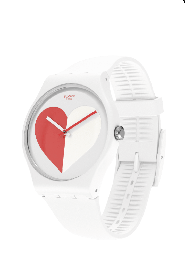 Swatch 2022 Valentine Day Heart HALF <3 RED Glows Watch New with Box