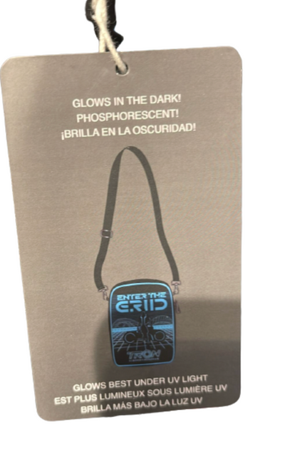 Disney Parks 2023 Tron Lightcycle Run Crossbody Bag Glows in the Dark New Tag