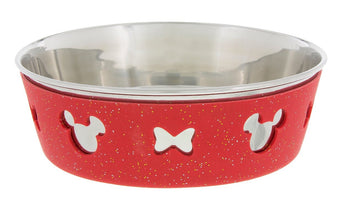 Disney Parks Minnie Bow Silicone on Metal Small Pet Bowl New