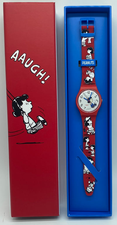 Swatch X Peanuts Lucy Klunk Watch New with Box