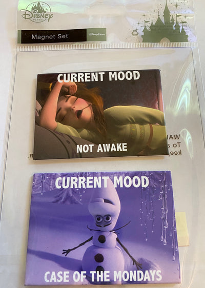 Disney Parks Frozen Anna Not Awake Olaf Current Mood Magnet Set New Sealed